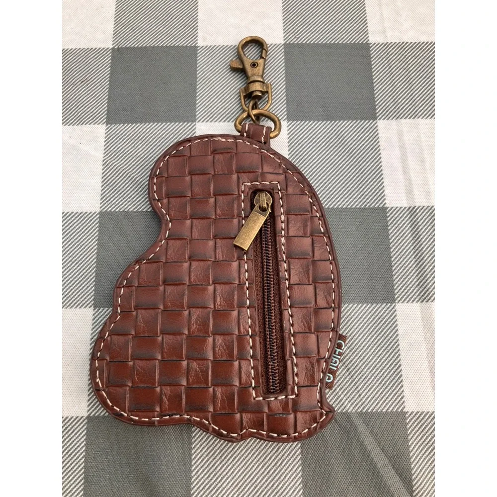 Chala Penguin And Baby Coin Purse Keychain Women Brown Faux Leather Bag Charm